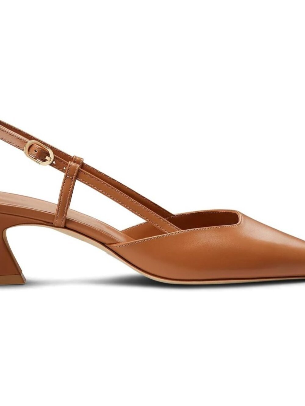 Women's Tan Slingback kitten Heels Casual Pump Shoes Buckle with 2 Inch Heel